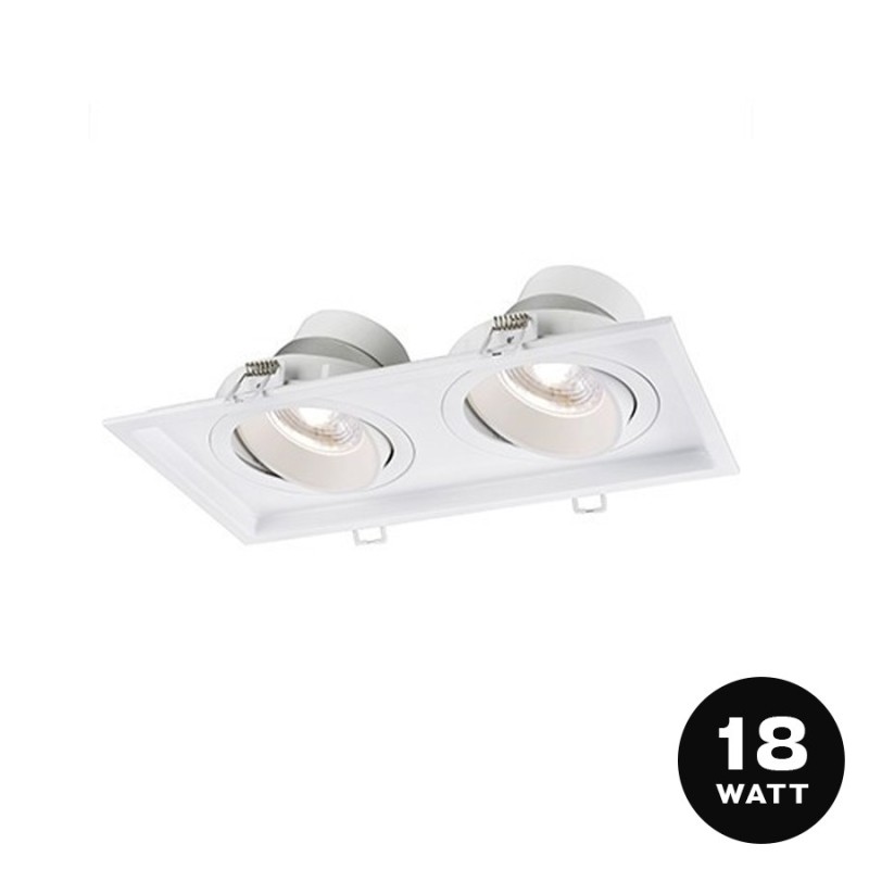 Faretto Led da Incasso 2x9W 1440lm 24° Foro 130x260mm su