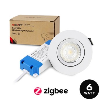 Miboxer Mi-Light Faretto Led da incasso Dual White CCT ZigBee 3.0 orientabile da 6W 500 lm 30D Foro 70mm - DW2-06A-ZB