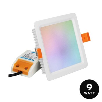 MiBoxer Mi-Light Plafoniera Quadrata da Incasso 9W RGB+CCT FUT064 Smart RF Foro 105x105mm