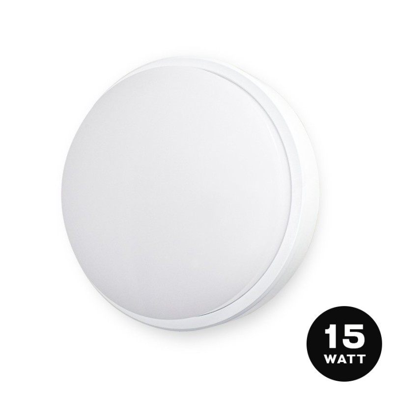 White Round Led Ceiling Light 15W 1100lm Waterproof IP54