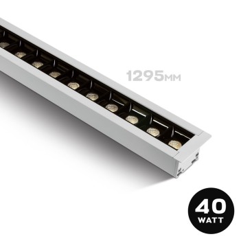 Recessed Linear Led Ceiling Light 40W 4000lm UGR19 CRI90 1295mm IP20 White Colour OFFICE Series