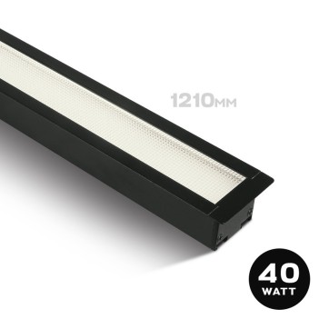 Recessed Linear Led Ceiling Light 40W 3800lm UGR19 CRI90 1210mm IP20 Black Colour OFFICE Series