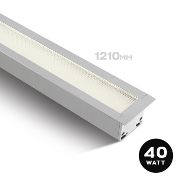 Plafoniera Led Lineare da incasso 40W 3800lm UGR19 CRI90 1210mm IP20 Colore Bianca Serie OFFICE