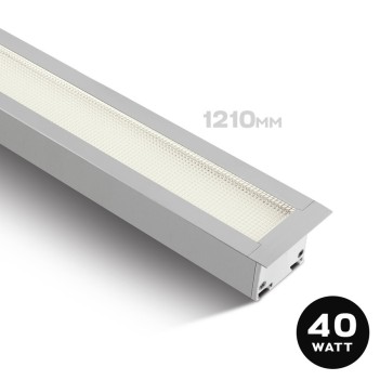 Recessed Linear Led Ceiling Light 40W 3800lm UGR19 CRI90 1210mm IP20 White Colour OFFICE Series