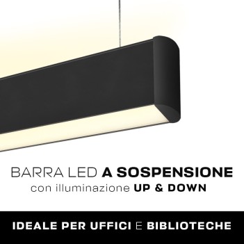 Plafoniera Led Lineare sospensione 40W 36 00LM luce bidirezionale Up and Down