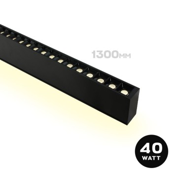 Plafoniera Led Lineare 40W 3800LM + Uplight 20W 130cm IP20 Nera - Serie Linear Profiles