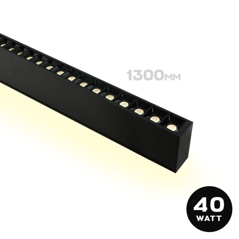 Linear Led Ceiling Light 40W 3800LM + Uplight 20W 130cm IP20 Black - Linear