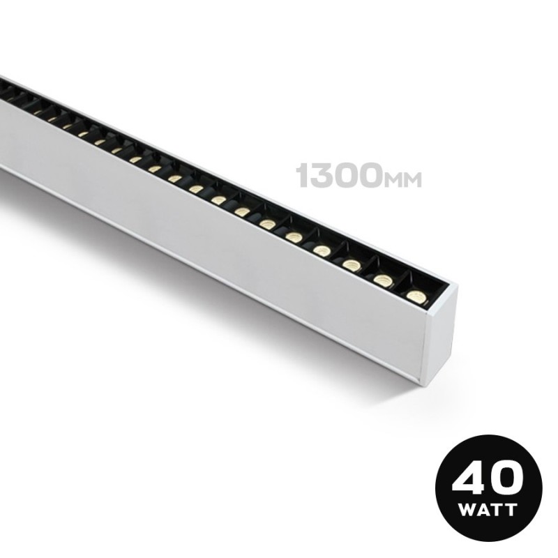 Plafoniera Led Lineare 40W 3800lm UGR17 CRI90 1300mm IP20 Colore Bianca Serie OFFICE