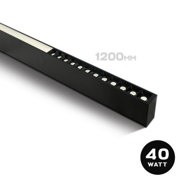 Plafoniera Led Lineare 40W 3600lm UGR19 CRI90 1200mm IP20 Colore Nera Serie OFFICE