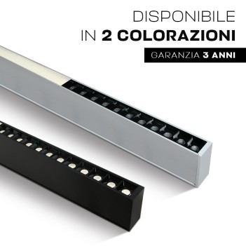 Plafoniera Led Lineare 40W 3600lm UGR19 CRI90 1200mm IP20 Colore Nera Serie OFFICE