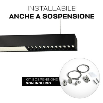 Plafoniera Led Lineare 40W 3600lm UGR19 CRI90 1200mm IP20 Colore Nera Serie OFFICE