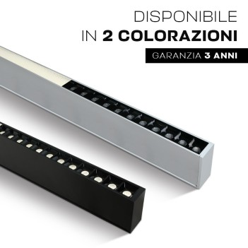 Plafoniera Led Lineare 40W 3600lm UGR19 CRI90 1200mm IP20 Colore Bianca Serie OFFICE