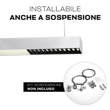 Plafoniera Led Lineare 40W 3600lm UGR19 CRI90 1200mm IP20 Colore Bianca Serie OFFICE