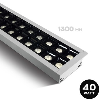 Recessed Linear Led Ceiling Light 40W 4000lm UGR17 CRI90 1300mm IP20 White Colour OFFICE Series
