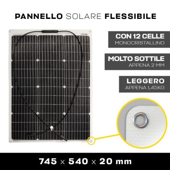 PANNELLO SOLARE FLESSIBILE ETFE 70W 12V MONOCRISTALLINO su