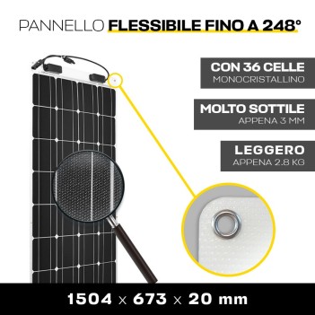 Pannello Solare FLESSIBILE 175W 12V MONOCRISTALLINO - Garanzia 5 Anni