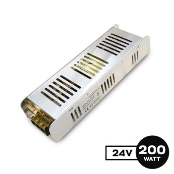 Alimentatore Metallico Slim 200W 24V per Strisce Led -