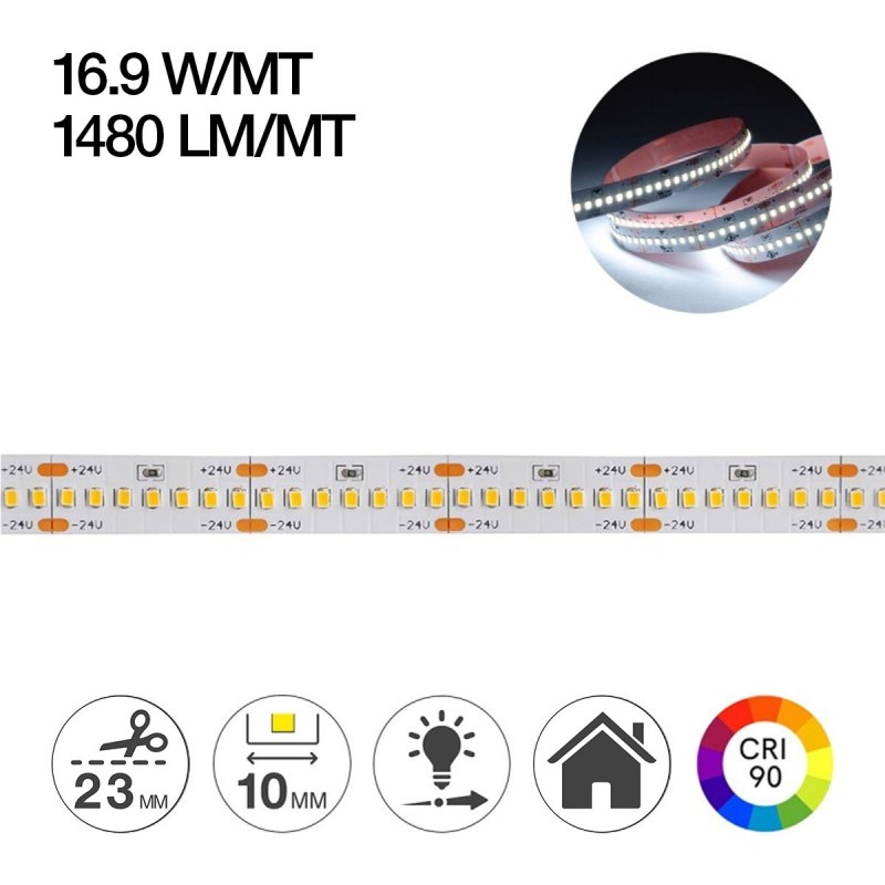 Striscia Led Serie H.C. CRI90 100W 10500lm 24V IP20 PCB 10mm Bobina da 1400 SMD 2216 Striscia Led Serie H.C. CRI90 100W 10500lm 24V IP20 PCB 10mm Bobina da 1400 SMD 2216