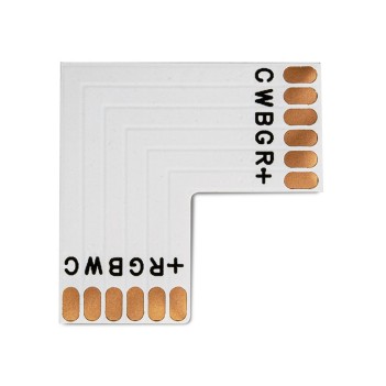 Connettore angolare 90 Gradi per strisce led RGB+CCT 6 Pin con PCB 12MM