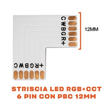 Connettore angolare 90 Gradi per strisce led RGB+CCT 6 Pin