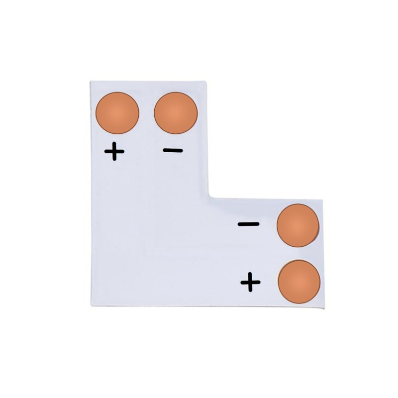 90 Degree Angle Connector for LED Stripes Single Colour/COB 2 Pin with PCB 8MM