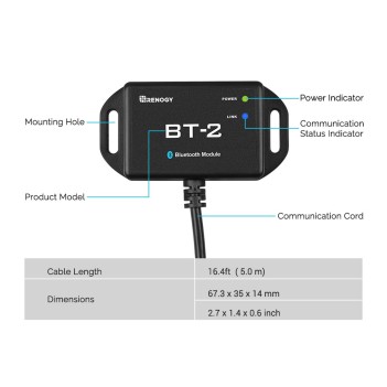 Renogy Modulo Bluetooth BT-2 per Batterie Litio LIFEPO4