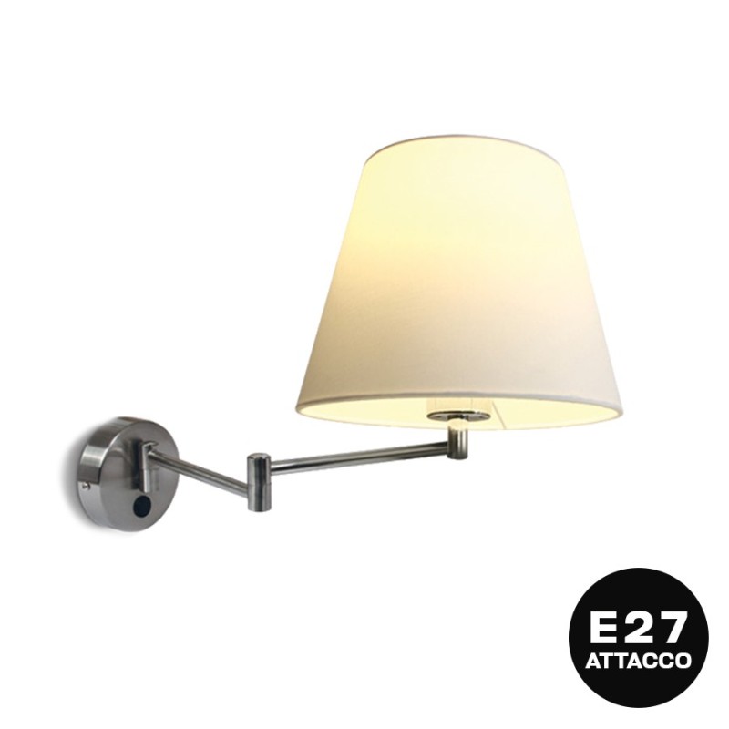 Lampada Led Applique zona notte E27 con paralume in tessuto