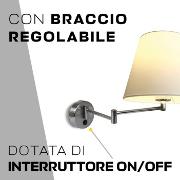 Lampada Led Applique zona notte E27 con paralume in tessuto