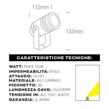 Garden Spotlight with Lamp Holder GU10 220V IP65 White - Garden Series en