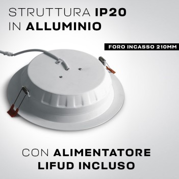 Downlight BUDGET Plafoniera da Incasso 30W 2100lm IP20 120D Foro 210mm Colore Bianco