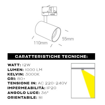 HONEYCOMB SERIES 3-Phase Led Track Light 12W 1000lm CRI80 36D White en