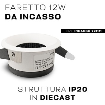 Downlight HONEYCOMB Faretto da Incasso 12W 1000lm 3000K IP20 UGR19 36D Foro 72mm Colore Bianco Dimmerabile