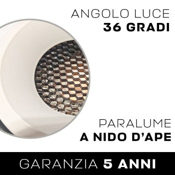 Downlight HONEYCOMB Faretto da Incasso 12W 1000lm 3000K IP20 UGR19 36D Foro 72mm Colore Bianco Dimmerabile