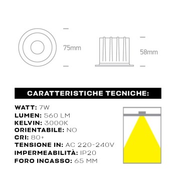 SERIE RETRO 7W CRI80+ 45D recessed spotlight with 65 mm hole colour Black en