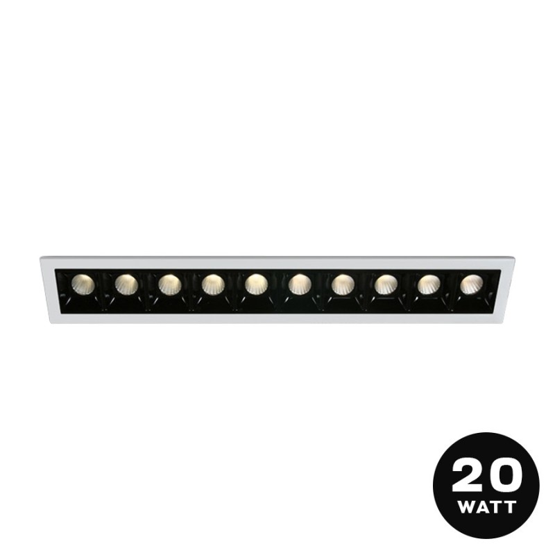 SHOP SQUARE SERIES 20W CRI80+ 30D recessed spotlight with hole 272x36 mm colour