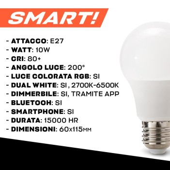 Led Bulb E27 10W 800lm RGB+CCT Smart Bluetooth en
