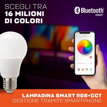 Lampadina Led E27 10W 800lm RGB+CCT Smart Bluetooth su
