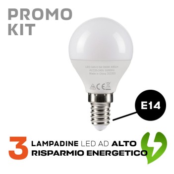 PROMO KIT 3 LED Bulbs E14 5.5W 430lm Mini Sphere G45 en