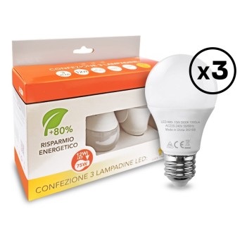 PROMO KIT 3 Led Bulb Bulb A60 E27 12W 1050lm