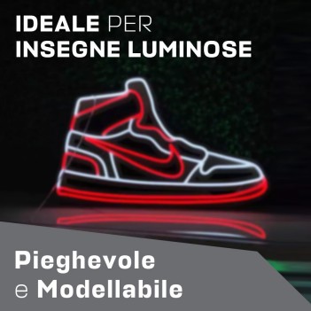 Neon Led Flessibile 5mt 35W 12V IP67 - Luce Rosa Taglio 1cm