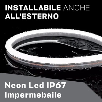Neon Led Flessibile 5mt 35W 12V IP67 - Luce Gialla Taglio