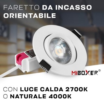 Faretto da incasso MiBoxer orientabile 12W CRI90+ 30D con