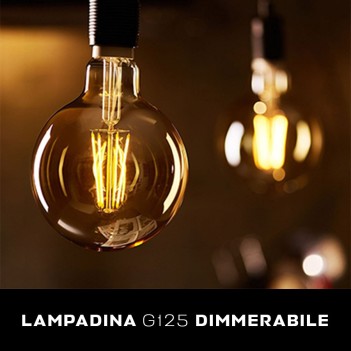 Led Bulb Globe Filament Amber G125 dimmable E27 8W 650lm 2200K