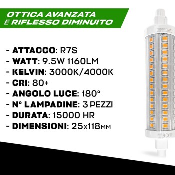 LED R7s replacement bulb for halogen 9.5W 118mm en