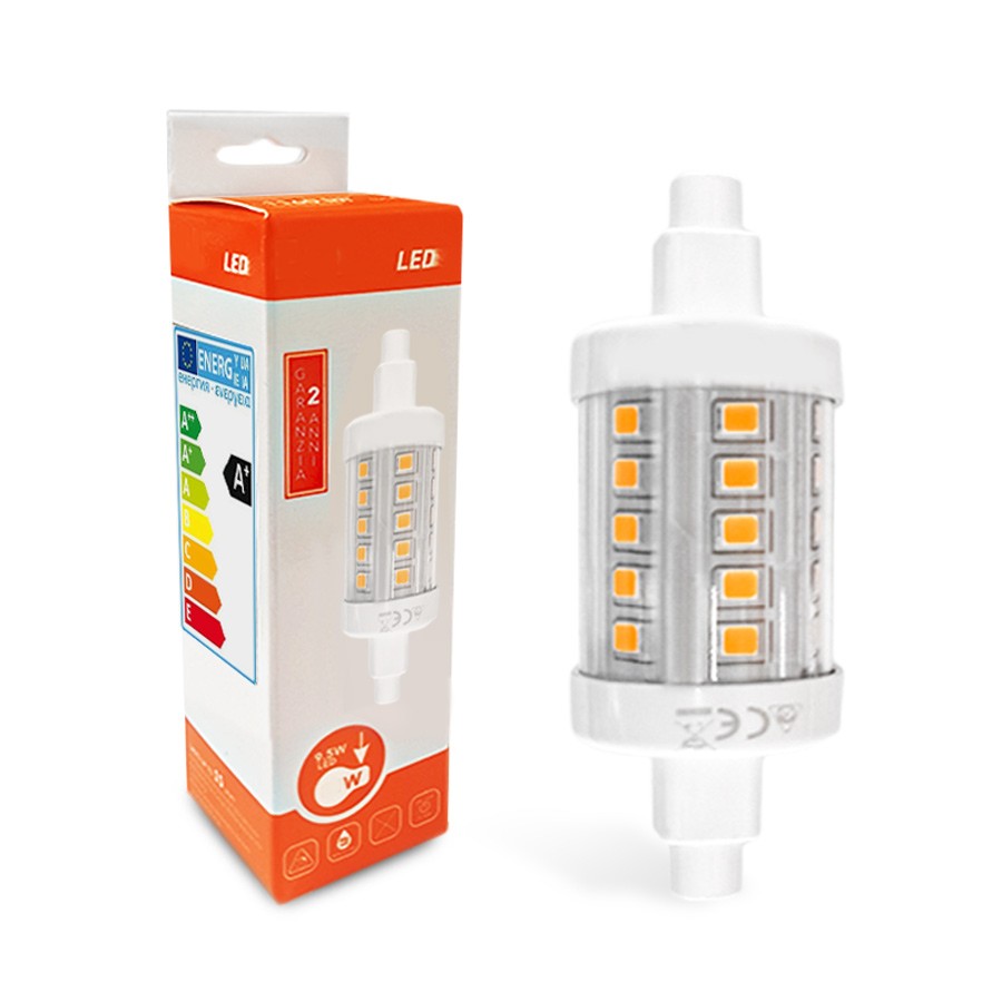 Lampadina LED R7s sostitutiva per alogene 5.5W 78mm su Luce Kelvin Naturale  4000K