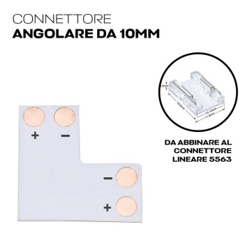 90° angled connector for connecting 2 COB LED strips with PCB 10MM en