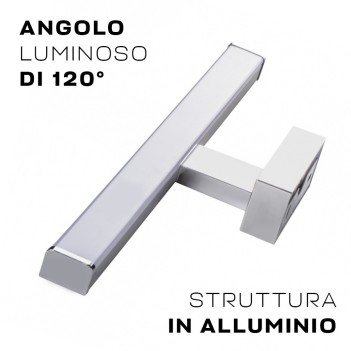 Lampada led per specchio - Struttura impermeabile in alluminio cromato