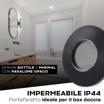 Portafaretto da incasso per box doccia impermeabile IP44 - Colore Nero