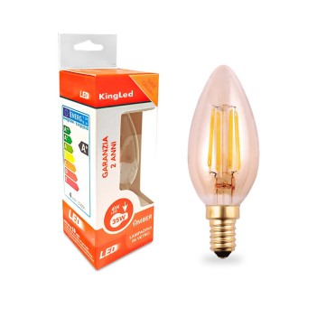 Oliva Led Bulb C35 E14 socket 4W 360lm 2200K - Amber glass