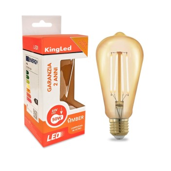 Led bulb ST56 E27 6W 640lm 2200K - Amber glass